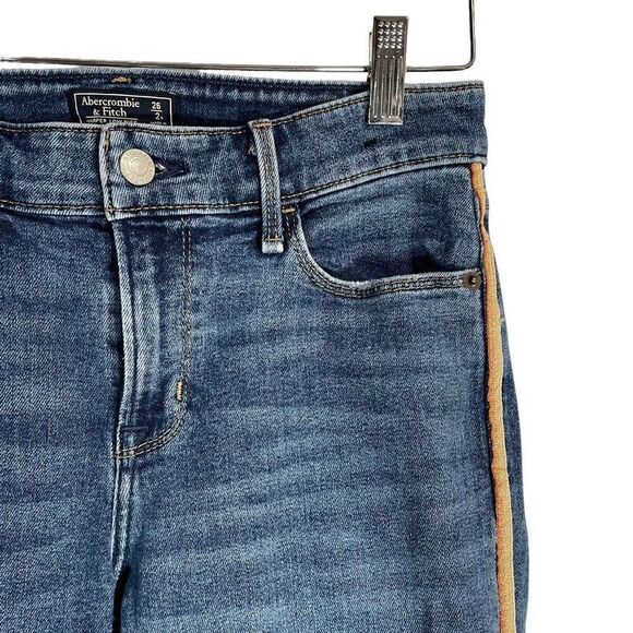 Abercrombie & Fitch Harper Ankle Jeans Women's Size 26/2R Blue Low Rise Raw Hem - Picture 5 of 16